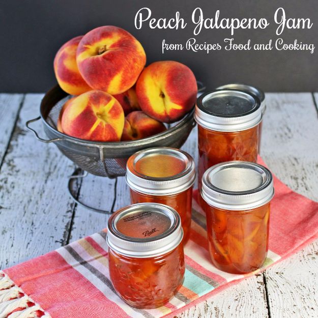 Best Jam and Jelly Recipes - Peach Jalapeño Jam - Homemade Recipe Ideas For Canning - Easy and Unique Jams and Jellies Made With Strawberry, Raspberry, Blackberry, Peach and Fruit - Healthy, Sugar Free, No Pectin, Small Batch, Savory and Freezer Recipes #recipes #jelly