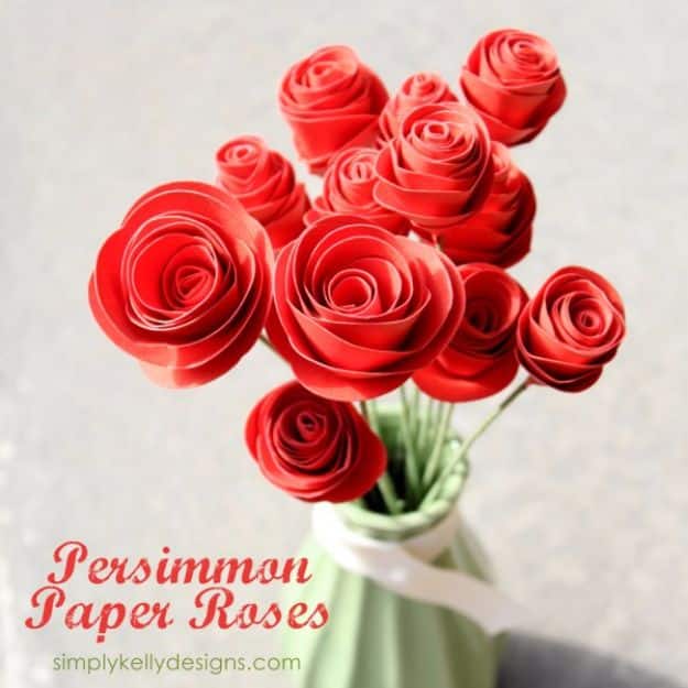 DIY Paper Flowers - Persimmon Paper Roses - How To Make A Paper Flower - Large Wedding Backdrop for Wall Decor - Easy Tissue Paper Flower Tutorial for Kids - Giant Projects for Photo Backdrops - Daisy, Roses, Bouquets, Centerpieces - Cricut Template and Step by Step Tutorial 