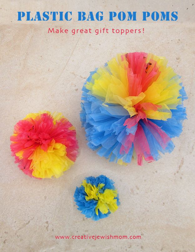DIY Ideas With Plastic Bags - Plastic Bag Pom Poms - How To Make Fun Upcycling Ideas and Crafts - Awesome Storage Projects Using Recycling - Coolest Craft Projects, Life Hacks and Ways To Upcycle a Plastic Bag #recycling #upcycling #crafts #diyideas