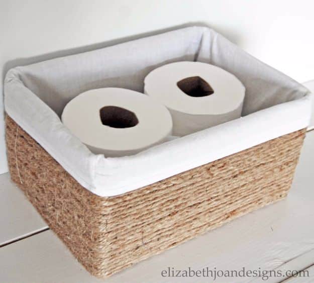DIY Ideas With Cardboard - Rope Basket From Cardboard Box - How To Make Room Decor Crafts for Kids - Easy and Crafty Storage Ideas For Room - Toilet Paper Roll Projects Tutorials - Fun Furniture Ideas with Cardboard - Cheap, Quick and Easy Wall Decorations #diyideas #cardboardcrafts #crafts