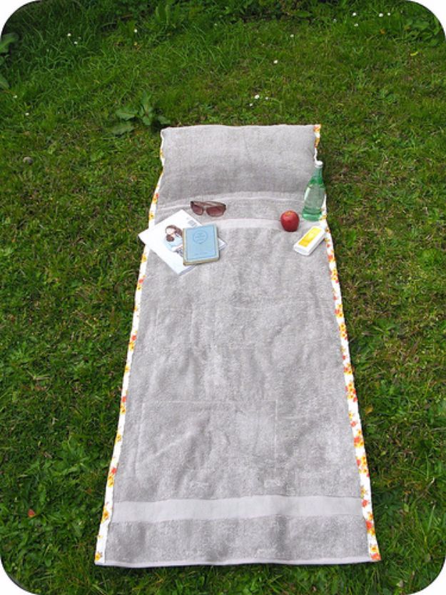 DIY Ideas With Old Towels - Sunbathing Companion - Cool Crafts To Make With An Old Towel - Cheap Do It Yourself Gifts and Home Decor on A Budget budget craft ideas #crafts #diy