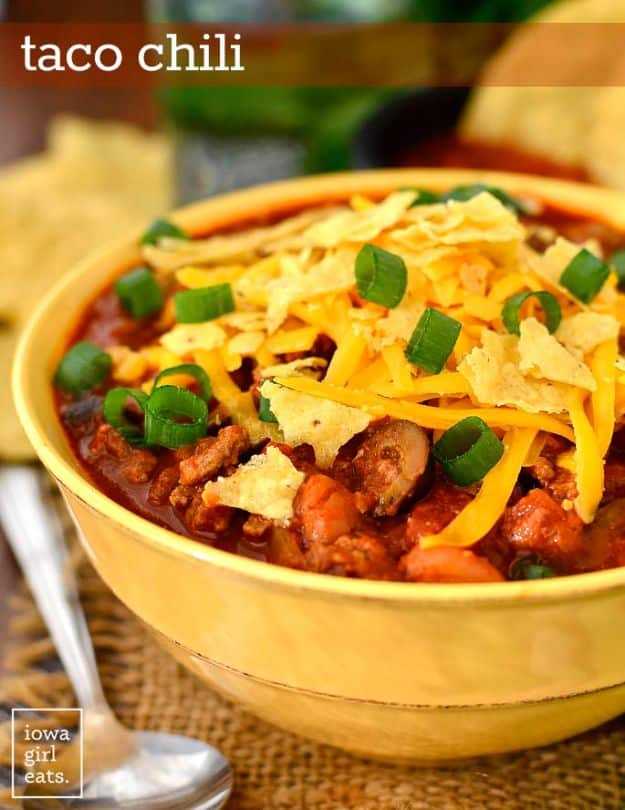 Gluten Free Recipes - Taco Chili - Easy Vegetarian or Vegan Recipes For Dinner and For Dessert - How To Make Healthy Glutenfree Bread and Appetizers For Kids - Fun Crockpot Recipes For Breakfast While On A Budget http://diyjoy.com/gluten-free-recipes