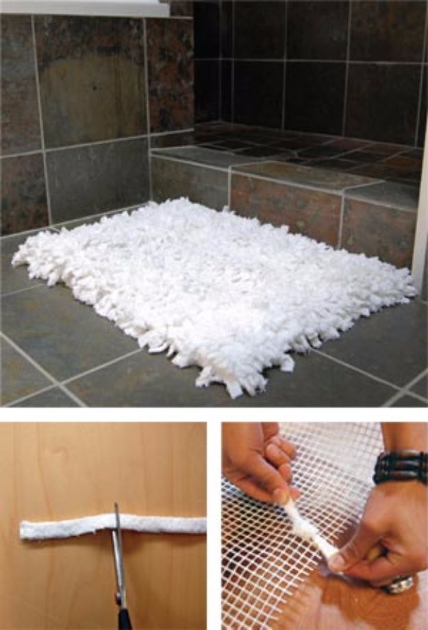 DIY Ideas With Old Towels - Towel Bath Rugs DIY - Cool Crafts To Make With An Old Towel - Cheap Do It Yourself Gifts and Home Decor on A Budget budget craft ideas #crafts #diy