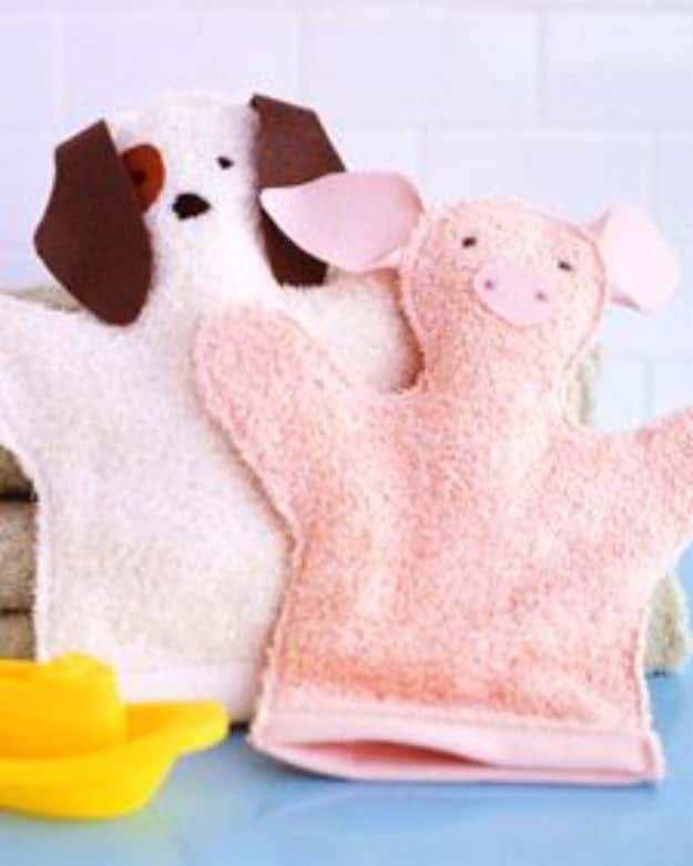 DIY Ideas With Old Towels - Washcloth Puppets - Cool Crafts To Make With An Old Towel - Cheap Do It Yourself Gifts and Home Decor on A Budget budget craft ideas #crafts #diy