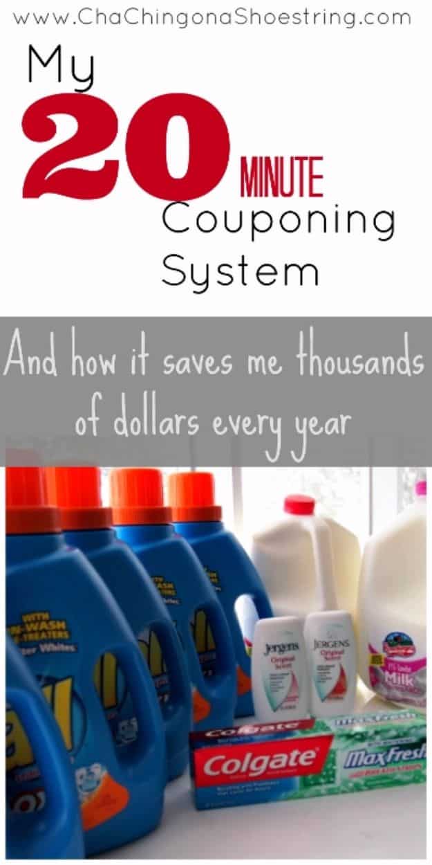 Ways to Save Money in 2018 - 20 Minute Couponing System - Easy Money Saving Ideas and Tips for Budgeting - Cool Idea for Budget Planning and Smart Financial Advice for Beginners - Create Order, Organize and Save Cash As You Top New Years Resolution, Every Little Bit Helps You Save For That Next Vacation! http://diyjoy.com/ways-to-save-money
