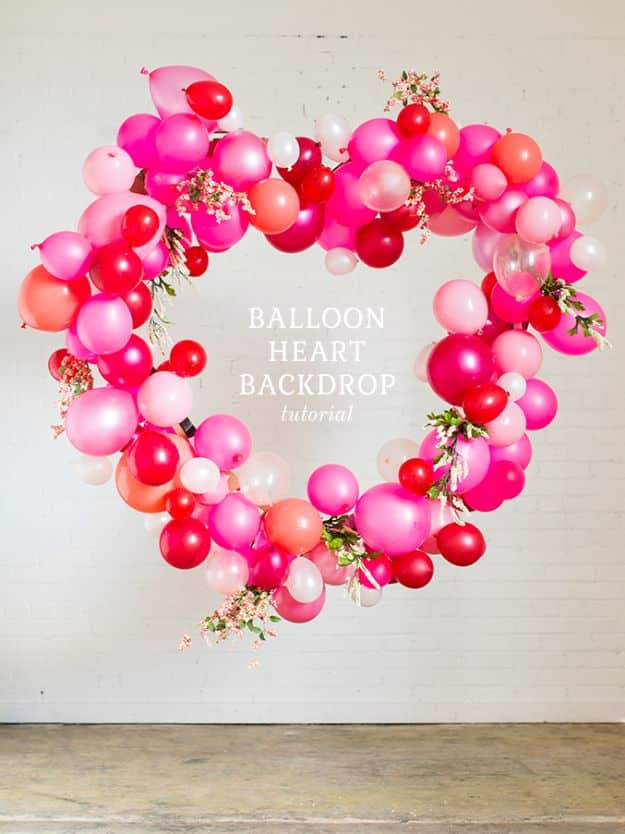 Balloon Crafts - Balloon Heart Backdrop - Fun Balloon Craft Ideas, Wall Art Projects and Cute Ballon Decor - DIY Balloon Ideas for Toddlers, Preschool Kids, Teens and Adults - Cheap Crafts Made With Balloons - Pumpkins, Bowls, Marshmallow Shooters, Balls, Glow Stick, Hot Air, Stress Ball #crafts #parties #partydecor
