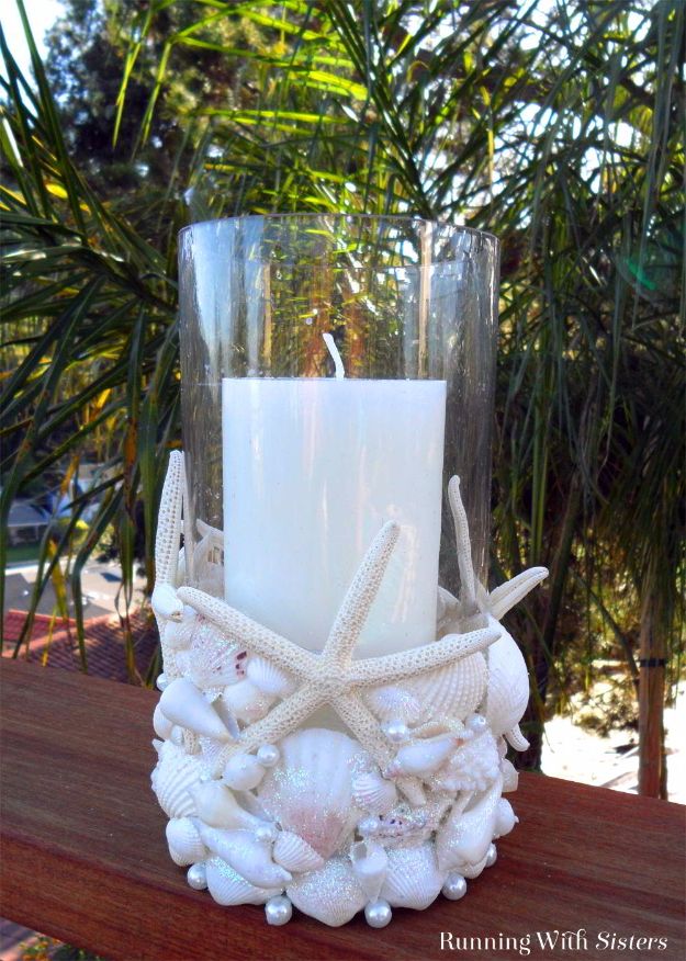 DIY Ideas With Sea Shells - Beachcomber Seashell Candleholder - Best Cute Sea Shell Crafts for Adults and Kids - Easy Beach House Decor Ideas With Sand and Large Shell Art - Wall Decor and Home, Bedroom and Bath - Cheap DIY Projects Make Awesome Homemade Gifts http://diyjoy.com/diy-ideas-sea-shells