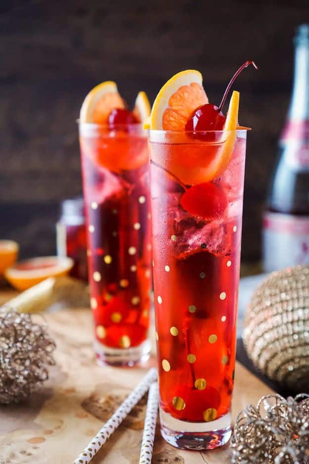Best Drink Recipes for New Years Eve - Champagne Shirley Temple - Creative Cocktails, Drinks, Champagne Toasts, and Punch Mixes for A New Year's Eve Party - Ideas for Serving, Glasses, Fun Ideas for Shots and Cocktails - Easy Vodka Recipes, Non Alcoholic, Whisky Rum and Party Punches #newyearseve