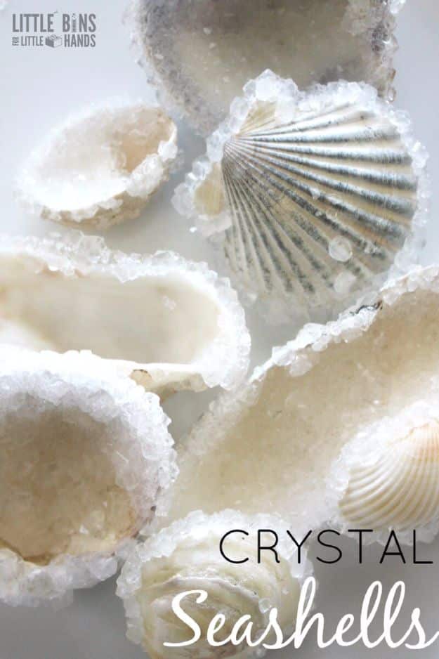 DIY Ideas With Sea Shells - Crystal Seashells - Best Cute Sea Shell Crafts for Adults and Kids - Easy Beach House Decor Ideas With Sand and Large Shell Art - Wall Decor and Home, Bedroom and Bath - Cheap DIY Projects Make Awesome Homemade Gifts http://diyjoy.com/diy-ideas-sea-shells