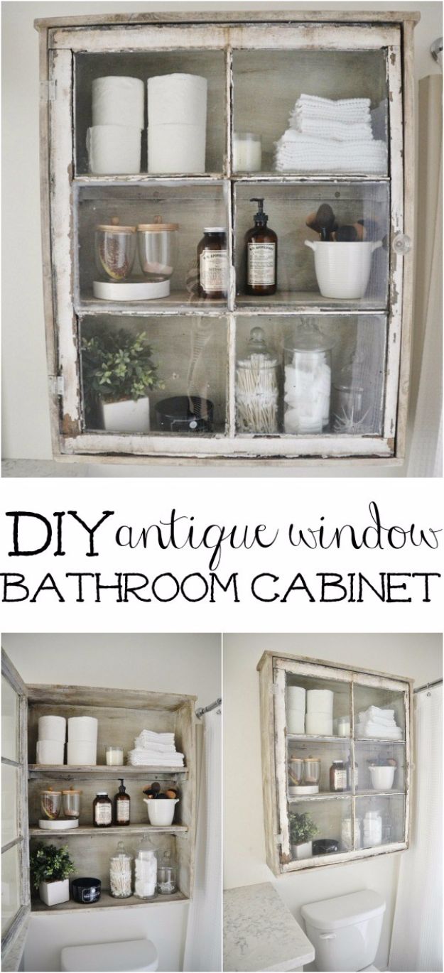 DIY Bathroom Storage Ideas - DIY Bathroom Cabinet - Best Solutions for Under Sink Organization, Countertop Jars and Boxes, Counter Caddy With Mason Jars, Over Toilet Ideas and Shelves, Easy Tips and Tricks for Small Spaces To Organize Bath Products #storageideas #diybathroom #bathroomdecor