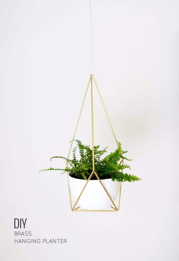 Best DIY Home Decor Crafts - DIY Brass Himmeli Hanging Planter - Easy Craft Ideas To Make From Dollar Store Items - Cheap Wall Art, Easy Do It Yourself Gifts, Modern Wall Art On A Budget, Tabletop and Centerpiece Tutorials - Cool But Affordable Room and Home Decor With Step by Step Tutorials #diyhomedecor