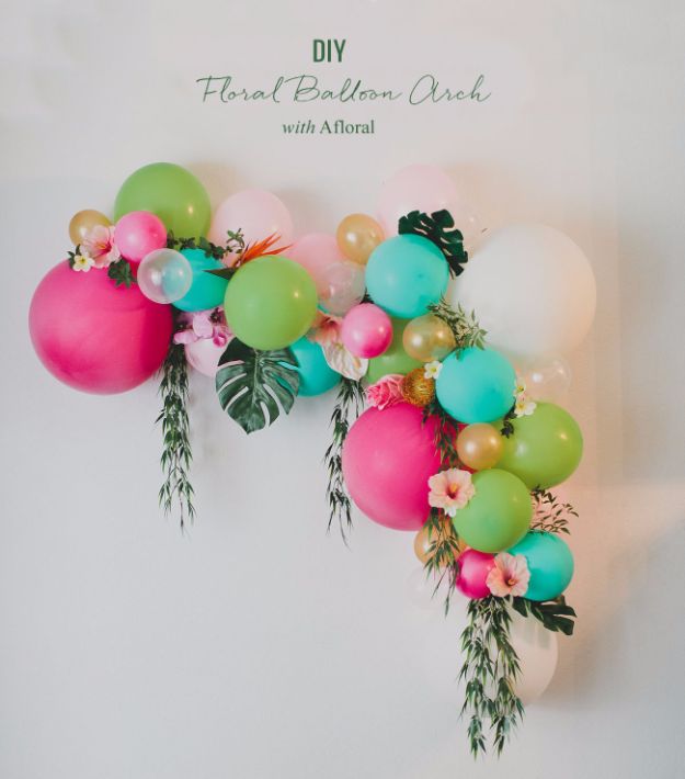 Balloon Crafts - DIY Floral Balloon Arch - Fun Balloon Craft Ideas, Wall Art Projects and Cute Ballon Decor - DIY Balloon Ideas for Toddlers, Preschool Kids, Teens and Adults - Cheap Crafts Made With Balloons - Pumpkins, Bowls, Marshmallow Shooters, Balls, Glow Stick, Hot Air, Stress Ball #crafts #parties #partydecor