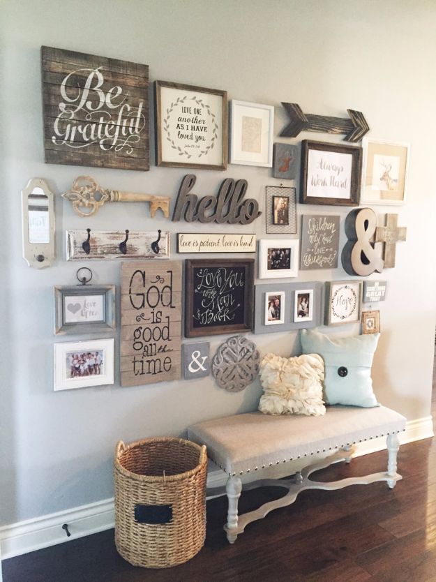 Best DIY Home Decor Crafts - DIY Gallery Wall - Easy Craft Ideas To Make From Dollar Store Items - Cheap Wall Art, Easy Do It Yourself Gifts, Modern Wall Art On A Budget, Tabletop and Centerpiece Tutorials - Cool But Affordable Room and Home Decor With Step by Step Tutorials #diyhomedecor