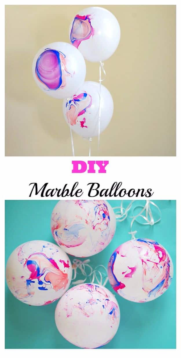 Balloon Crafts - DIY Marble Balloons - Fun Balloon Craft Ideas, Wall Art Projects and Cute Ballon Decor - DIY Balloon Ideas for Toddlers, Preschool Kids, Teens and Adults - Cheap Crafts Made With Balloons - Pumpkins, Bowls, Marshmallow Shooters, Balls, Glow Stick, Hot Air, Stress Ball #crafts #parties #partydecor