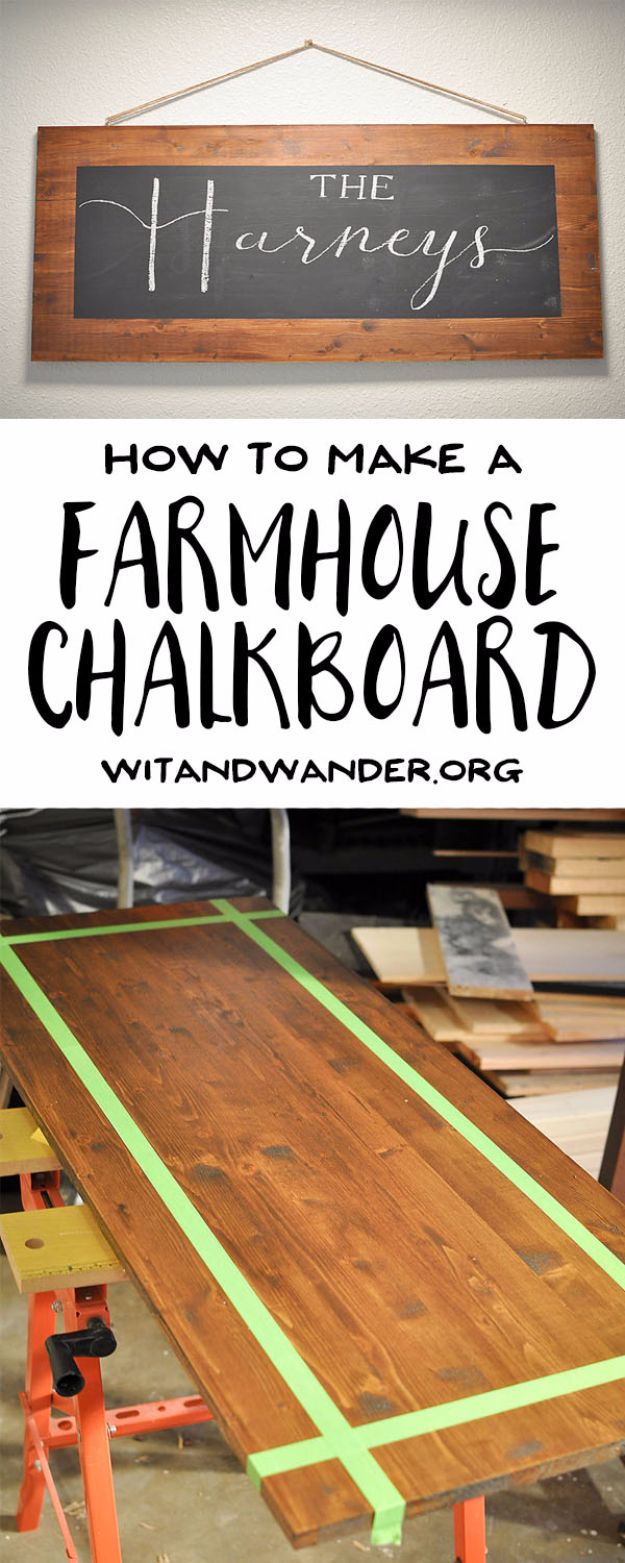 Best DIY Home Decor Crafts - DIY Rustic Farmhouse Chalkboard - Easy Craft Ideas To Make From Dollar Store Items - Cheap Wall Art, Easy Do It Yourself Gifts, Modern Wall Art On A Budget, Tabletop and Centerpiece Tutorials - Cool But Affordable Room and Home Decor With Step by Step Tutorials #diyhomedecor