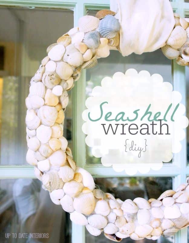 DIY Ideas With Sea Shells - DIY Seashell Wreath - Best Cute Sea Shell Crafts for Adults and Kids - Easy Beach House Decor Ideas With Sand and Large Shell Art - Wall Decor and Home, Bedroom and Bath - Cheap DIY Projects Make Awesome Homemade Gifts http://diyjoy.com/diy-ideas-sea-shells