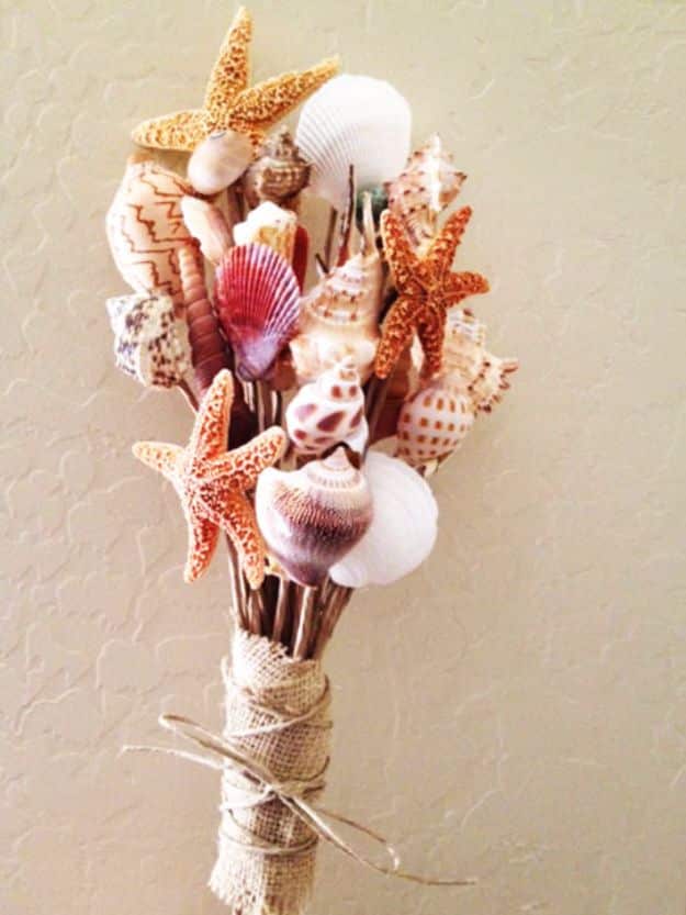DIY Ideas With Sea Shells - DIY Shell Bouquet - Best Cute Sea Shell Crafts for Adults and Kids - Easy Beach House Decor Ideas With Sand and Large Shell Art - Wall Decor and Home, Bedroom and Bath - Cheap DIY Projects Make Awesome Homemade Gifts http://diyjoy.com/diy-ideas-sea-shells