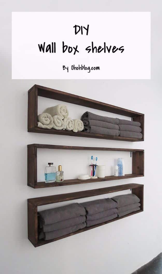 DIY Bathroom Storage Ideas - DIY Wall Box Shelves - Best Solutions for Under Sink Organization, Countertop Jars and Boxes, Counter Caddy With Mason Jars, Over Toilet Ideas and Shelves, Easy Tips and Tricks for Small Spaces To Organize Bath Products #storageideas #diybathroom #bathroomdecor