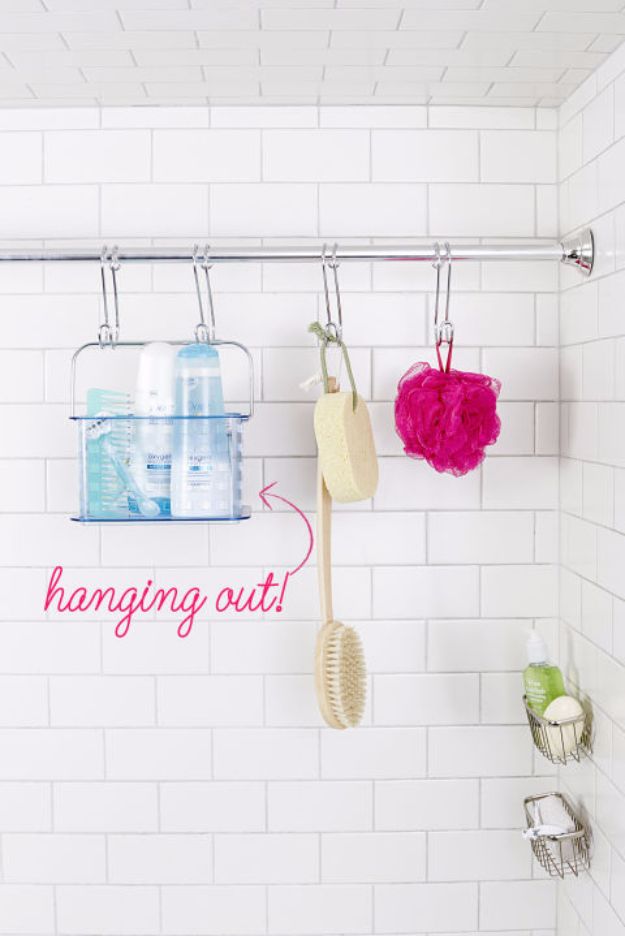 DIY Bathroom Storage Ideas - Double Up on Rods - Best Solutions for Under Sink Organization, Countertop Jars and Boxes, Counter Caddy With Mason Jars, Over Toilet Ideas and Shelves, Easy Tips and Tricks for Small Spaces To Organize Bath Products #storageideas #diybathroom #bathroomdecor