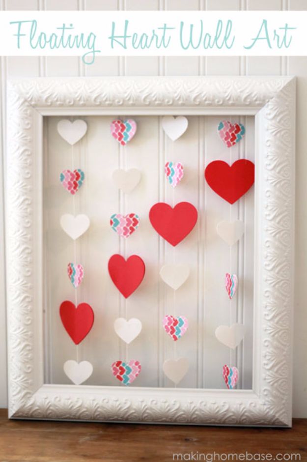 DIY Valentines Day Gifts for Her - Floating Heart Wall Art - Cool and Easy Things To Make for Your Wife, Girlfriend, Fiance - Creative and Cheap Do It Yourself Projects to Give Your Girl - Ladies Love These Ideas for Bath, Yard, Home and Kitchen, Outdoors - Make, Don't Buy Your Valentine 