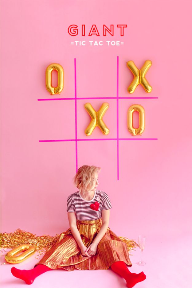Cool Games To Make for Valentines Day - Giant Tic Tac Toe - Cheap and Easy Crafts For Valentine Parties - Ideas for Kids and Adults to Play Bingo, Matching, Free Printables and Cute Game Projects With Hearts, Red and Pink Art Ideas - Adorable Fun for The Holiday Celebrations #valentine #valentinesday