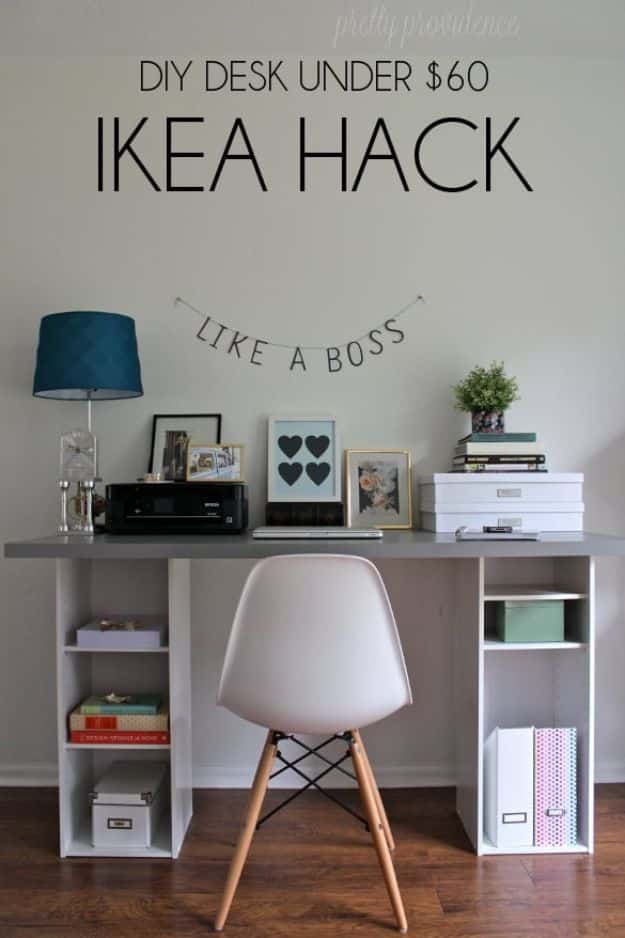 IKEA Hacks For The Bedroom - IKEA Hack DIY Desk Under $60 - Best IKEA Furniture Hack Ideas for Bed, Storage, Nightstand, Closet System and Storage, Dresser, Vanity, Wall Art and Kids Rooms - Easy and Cheap DIY Projects for Affordable Room and Home Decor #ikeahacks #diydecor #bedroomdecor