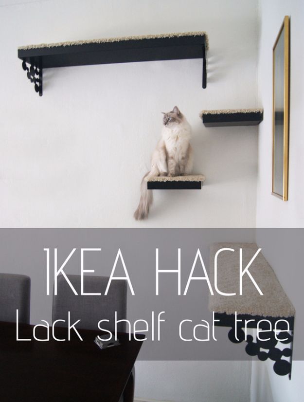 IKEA Hacks For The Bedroom - IKEA Hack Lack Shelf Cat Tree - Best IKEA Furniture Hack Ideas for Bed, Storage, Nightstand, Closet System and Storage, Dresser, Vanity, Wall Art and Kids Rooms - Easy and Cheap DIY Projects for Affordable Room and Home Decor #ikeahacks #diydecor #bedroomdecor