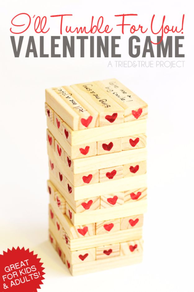 Cool Games To Make for Valentines Day - I'll Tumble For You Valentine Game - Cheap and Easy Crafts For Valentine Parties - Ideas for Kids and Adults to Play Bingo, Matching, Free Printables and Cute Game Projects With Hearts, Red and Pink Art Ideas - Adorable Fun for The Holiday Celebrations #valentine #valentinesday