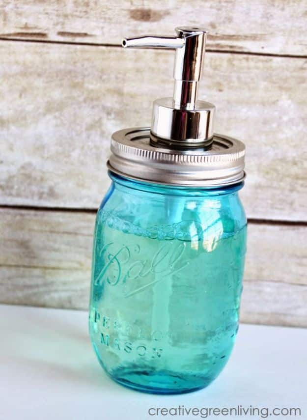 DIY Bathroom Storage Ideas - Mason Jar Soap Pump - Best Solutions for Under Sink Organization, Countertop Jars and Boxes, Counter Caddy With Mason Jars, Over Toilet Ideas and Shelves, Easy Tips and Tricks for Small Spaces To Organize Bath Products #storageideas #diybathroom #bathroomdecor