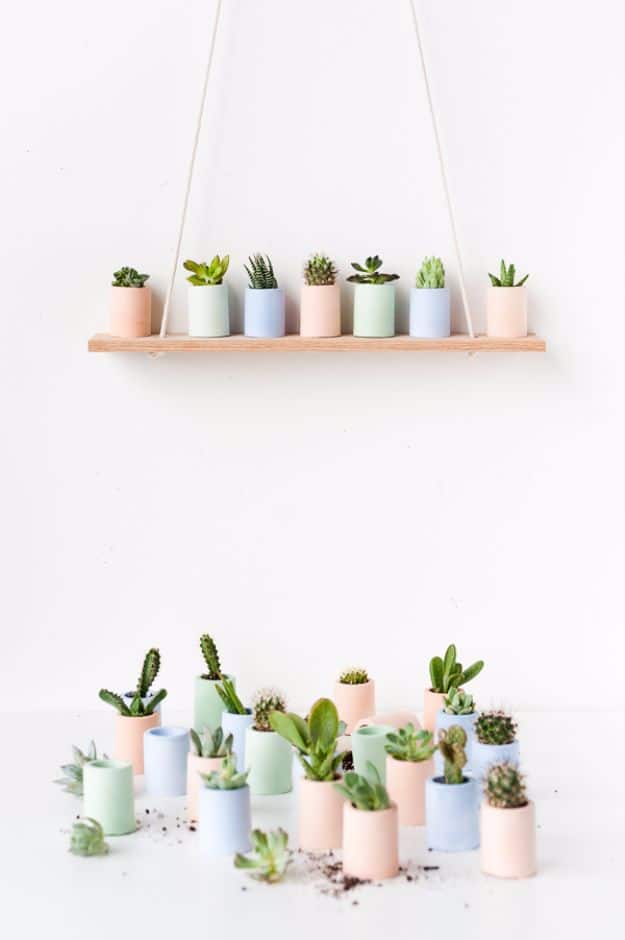 Best DIY Home Decor Crafts - Mini Pastel Planters - Easy Craft Ideas To Make From Dollar Store Items - Cheap Wall Art, Easy Do It Yourself Gifts, Modern Wall Art On A Budget, Tabletop and Centerpiece Tutorials - Cool But Affordable Room and Home Decor With Step by Step Tutorials #diyhomedecor