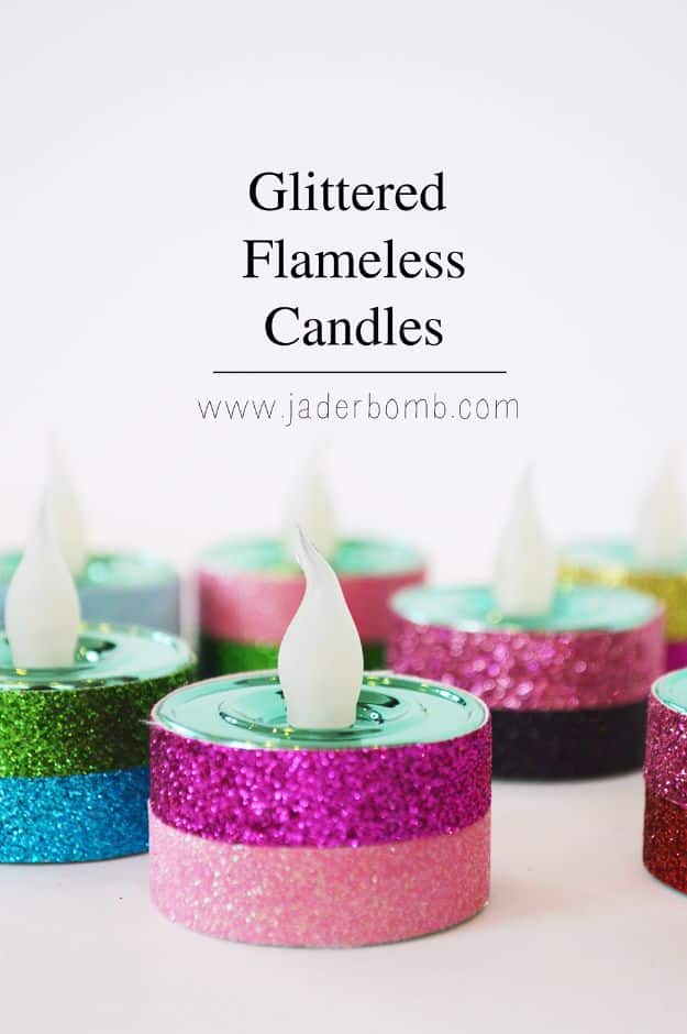 New Years Eve Decor Ideas - New Years Eve Glittered Tea Lights - DIY New Year's Eve Decorations - Cheap Ideas for Banners, Balloons, Party Tables, Centerpieces and Festive Streamers and Lights - Cool Placecards, Photo Backdrops, Party Hats, Party Horns and Champagne Glasses - Cute Invitations, Games and Free Printables #diy #newyearseve #parties