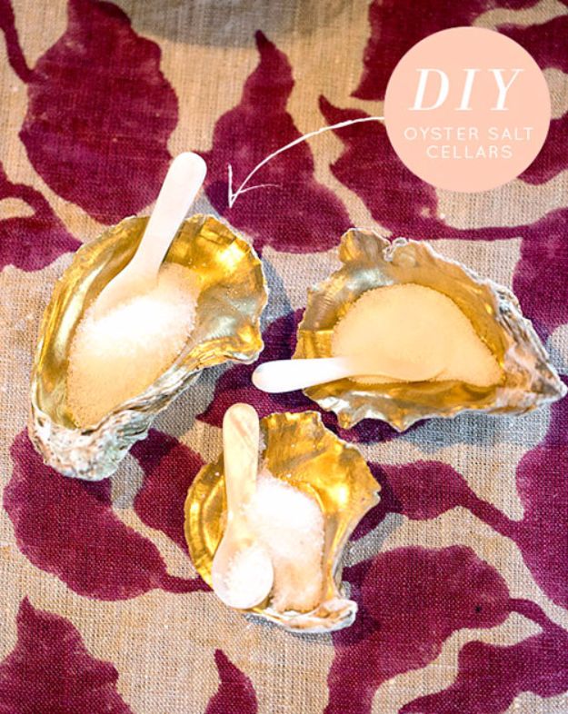 DIY Ideas With Sea Shells - Oyster Shell Salt Cellars - Best Cute Sea Shell Crafts for Adults and Kids - Easy Beach House Decor Ideas With Sand and Large Shell Art - Wall Decor and Home, Bedroom and Bath - Cheap DIY Projects Make Awesome Homemade Gifts http://diyjoy.com/diy-ideas-sea-shells