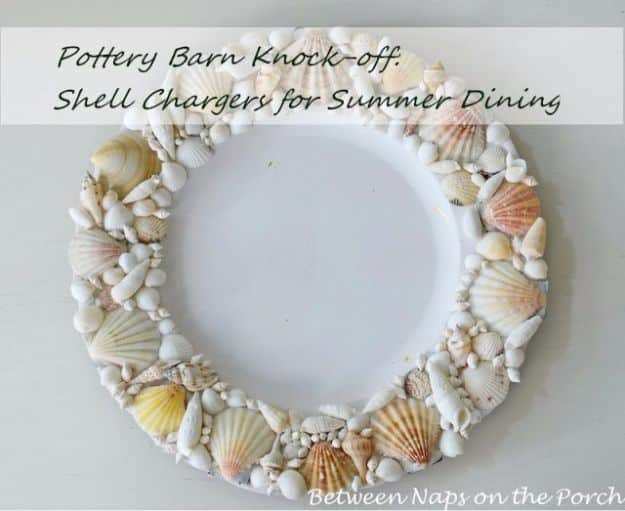 DIY Ideas With Sea Shells - Pottery Barn Knock-Off Shell Chargers - Best Cute Sea Shell Crafts for Adults and Kids - Easy Beach House Decor Ideas With Sand and Large Shell Art - Wall Decor and Home, Bedroom and Bath - Cheap DIY Projects Make Awesome Homemade Gifts http://diyjoy.com/diy-ideas-sea-shells