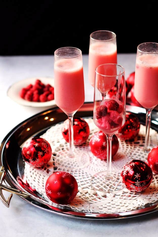 Best Drink Recipes for New Years Eve - Raspberry Cream Mimosa - Creative Cocktails, Drinks, Champagne Toasts, and Punch Mixes for A New Year's Eve Party - Ideas for Serving, Glasses, Fun Ideas for Shots and Cocktails - Easy Vodka Recipes, Non Alcoholic, Whisky Rum and Party Punches #newyearseve