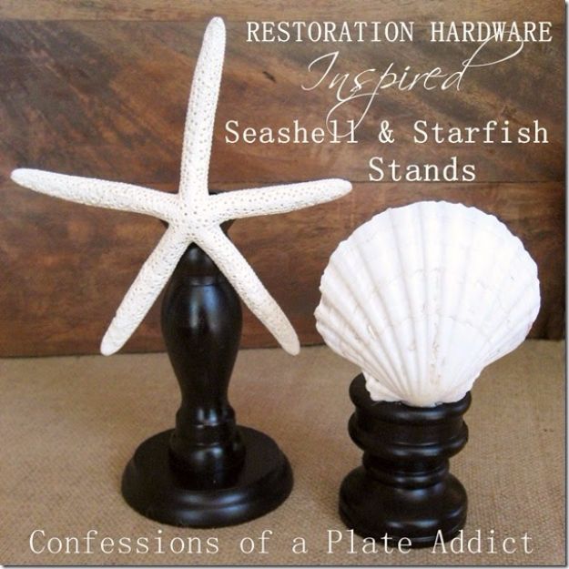 DIY Ideas With Sea Shells - Restoration Hardware Inspired Seashell & Starfish Stands - Best Cute Sea Shell Crafts for Adults and Kids - Easy Beach House Decor Ideas With Sand and Large Shell Art - Wall Decor and Home, Bedroom and Bath - Cheap DIY Projects Make Awesome Homemade Gifts http://diyjoy.com/diy-ideas-sea-shells