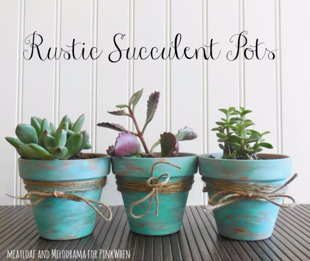 Best DIY Home Decor Crafts - Rustic Succulent Pots - Easy Craft Ideas To Make From Dollar Store Items - Cheap Wall Art, Easy Do It Yourself Gifts, Modern Wall Art On A Budget, Tabletop and Centerpiece Tutorials - Cool But Affordable Room and Home Decor With Step by Step Tutorials #diyhomedecor