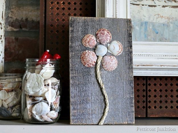 DIY Ideas With Sea Shells - Seashell Flower Art - Best Cute Sea Shell Crafts for Adults and Kids - Easy Beach House Decor Ideas With Sand and Large Shell Art - Wall Decor and Home, Bedroom and Bath - Cheap DIY Projects Make Awesome Homemade Gifts http://diyjoy.com/diy-ideas-sea-shells