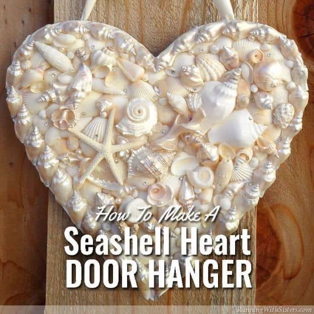 DIY Ideas With Sea Shells - Seashell Heart Door Hanger - Best Cute Sea Shell Crafts for Adults and Kids - Easy Beach House Decor Ideas With Sand and Large Shell Art - Wall Decor and Home, Bedroom and Bath - Cheap DIY Projects Make Awesome Homemade Gifts http://diyjoy.com/diy-ideas-sea-shells