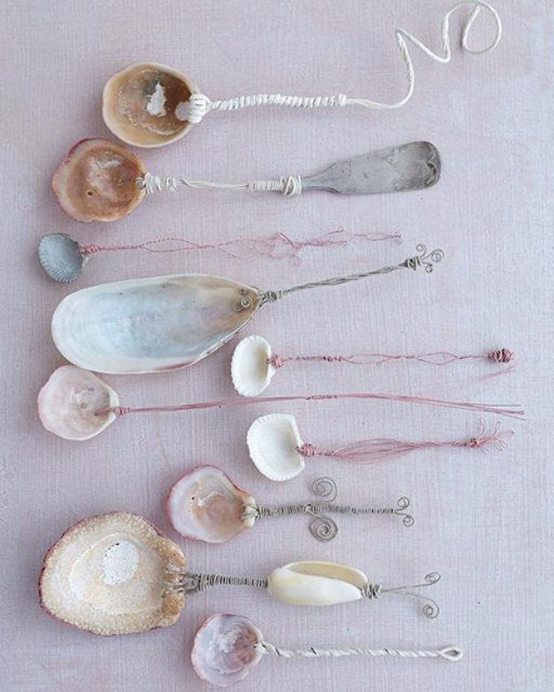 DIY Ideas With Sea Shells - Seashell Spoons - Best Cute Sea Shell Crafts for Adults and Kids - Easy Beach House Decor Ideas With Sand and Large Shell Art - Wall Decor and Home, Bedroom and Bath - Cheap DIY Projects Make Awesome Homemade Gifts http://diyjoy.com/diy-ideas-sea-shells