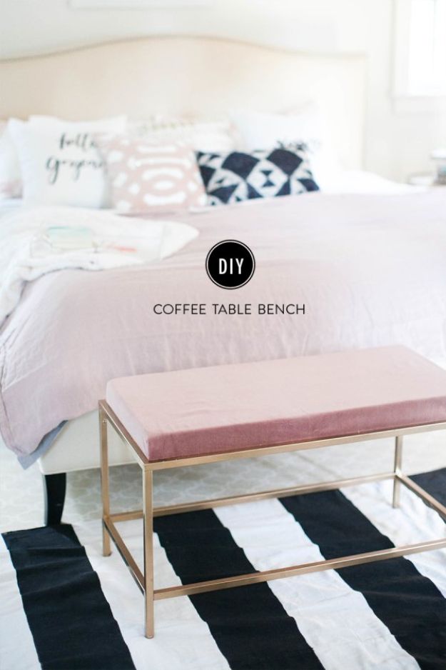 IKEA Hacks For The Bedroom - Turn an Ikea Coffee Table Into the Bedroom Bench of Your Dreams - Best IKEA Furniture Hack Ideas for Bed, Storage, Nightstand, Closet System and Storage, Dresser, Vanity, Wall Art and Kids Rooms - Easy and Cheap DIY Projects for Affordable Room and Home Decor #ikeahacks #diydecor #bedroomdecor