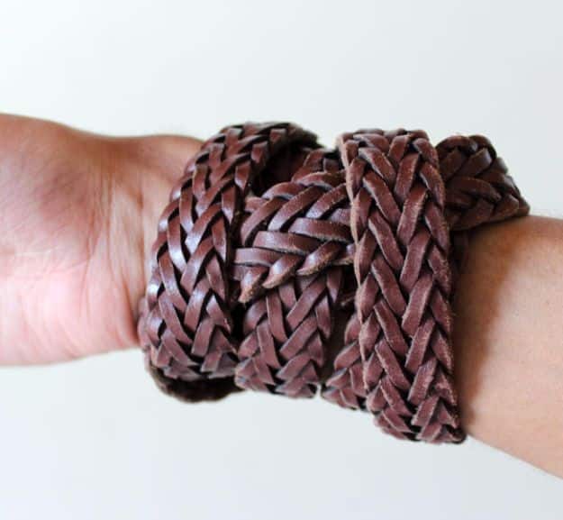 DIY Valentines Day Gifts for Him - Upcycled Leather Bracelet - Cool and Easy Things To Make for Your Husband, Boyfriend, Fiance - Creative and Cheap Do It Yourself Projects to Give Your Man - Ideas Guys Love These Ideas for Car, Yard, Home and Garage - Make, Don't Buy Your Valentine 