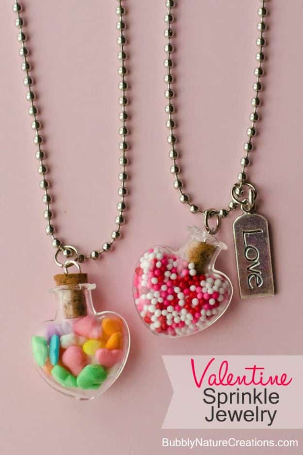 DIY Valentines Day Gifts for Her - Valentine Sprinkle Jewelry - Cool and Easy Things To Make for Your Wife, Girlfriend, Fiance - Creative and Cheap Do It Yourself Projects to Give Your Girl - Ladies Love These Ideas for Bath, Yard, Home and Kitchen, Outdoors - Make, Don't Buy Your Valentine 