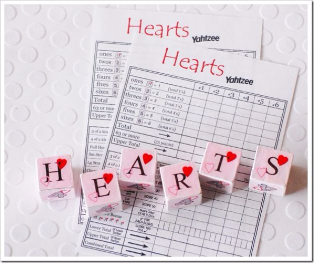 Cool Games To Make for Valentines Day - Valentines Yahtzee Game - Cheap and Easy Crafts For Valentine Parties - Ideas for Kids and Adults to Play Bingo, Matching, Free Printables and Cute Game Projects With Hearts, Red and Pink Art Ideas - Adorable Fun for The Holiday Celebrations #valentine #valentinesday