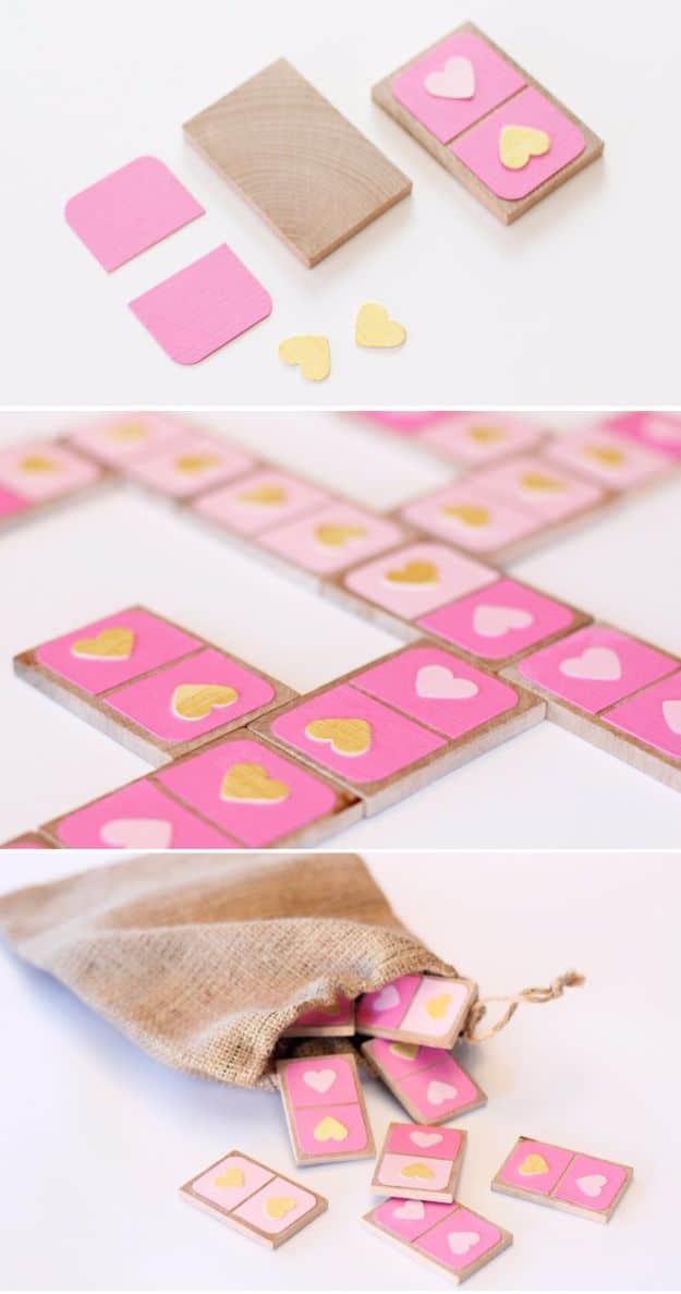 DIY Valentines Day Gifts for Her - Valentine’s Day Dominoes - Cool and Easy Things To Make for Your Wife, Girlfriend, Fiance - Creative and Cheap Do It Yourself Projects to Give Your Girl - Ladies Love These Ideas for Bath, Yard, Home and Kitchen, Outdoors - Make, Don't Buy Your Valentine 