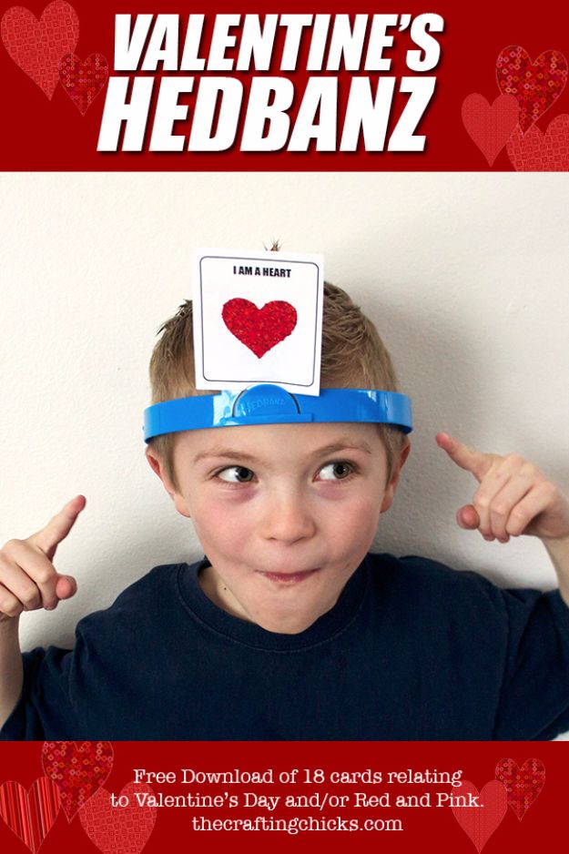 Cool Games To Make for Valentines Day - Valentine’s HedBanz - Cheap and Easy Crafts For Valentine Parties - Ideas for Kids and Adults to Play Bingo, Matching, Free Printables and Cute Game Projects With Hearts, Red and Pink Art Ideas - Adorable Fun for The Holiday Celebrations #valentine #valentinesday