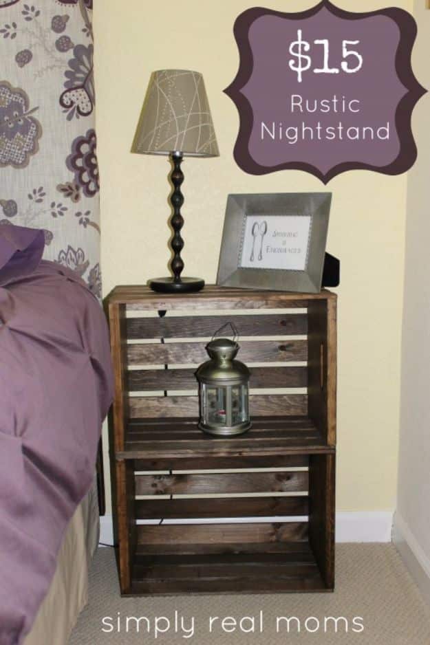 DIY Nightstands for the Bedroom - $15 Rustic Nightstand - Easy Do It Yourself Bedside Tables and Furniture Project Ideas - Thrift Store Makeovers For Your Room and Bed Side Night Stand - Storage for Books and Remotes, Cute Shabby Chic and Vintage Decor - Step by Step Tutorials and Instructions http://diyjoy.com/diy-nightstands-bedroom