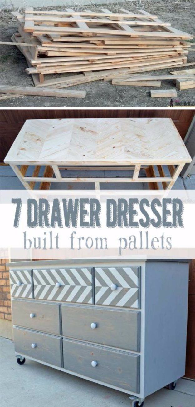 DIY Dressers - 7-Drawer Dresser With Chevron Top - Simple DIY Dresser Ideas - Easy Dresser Upgrades and Makeovers to Create Cool Bedroom Decor On A Budget- Do It Yourself Tutorials and Instructions for Decorating Cheap Furniture - Crafts for Women, Men and Teens http://diyjoy.com/diy-dresser-ideas