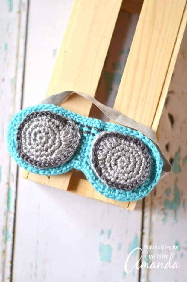 DIY Sleep Masks - Aviator Sunglasses Sleep Mask Crochet - Cute and Easy Ideas for Making a Homemade Sleep Mask - Best DIY Gift Ideas for Her - Cool Crafts To Make and Sell On Etsy - Creative Presents for Girls, Women and Teens - Do It Yourself Sleeping With Words, Accents and Fun Accessories for Relaxing   #diy #diygifts