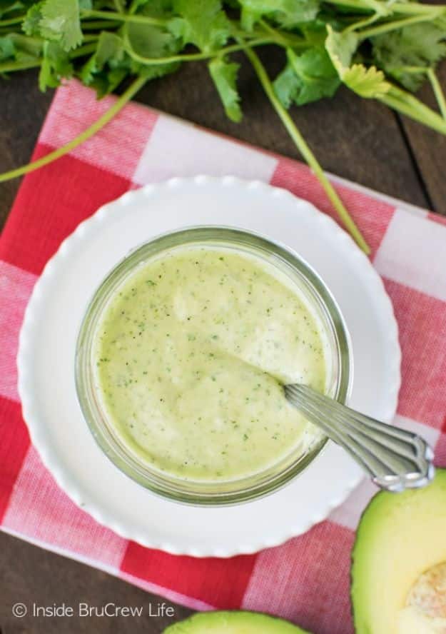 Salad Dressing Recipes - Avocado Lime Salad Dressing - Healthy, Low Calorie and Easy Recipes for Creamy Homeade Dressings - How To Make Vinaigrette, Mango, Greek, Paleo, Balsamic, Ranch, and Italian Copycat Dressings 
