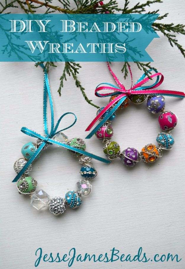 DIY Ideas With Beads - Beaded Wreath Ornaments - Cool Crafts and Do It Yourself Ideas Made With Beads - Outdoor Windchimes, Indoor Wall Art, Cute and Easy DIY Gifts - Fun Projects for Kids, Adults and Teens - Bead Project Tutorials With Step by Step Instructions - Best Crafts To Make and Sell on Etsy 